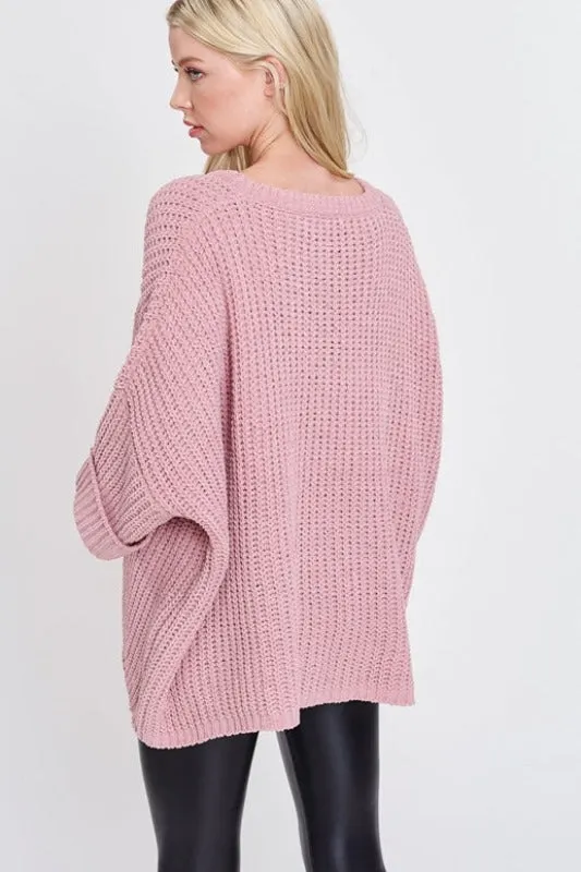 Morning Hush Loose Poncho Top - Mauve