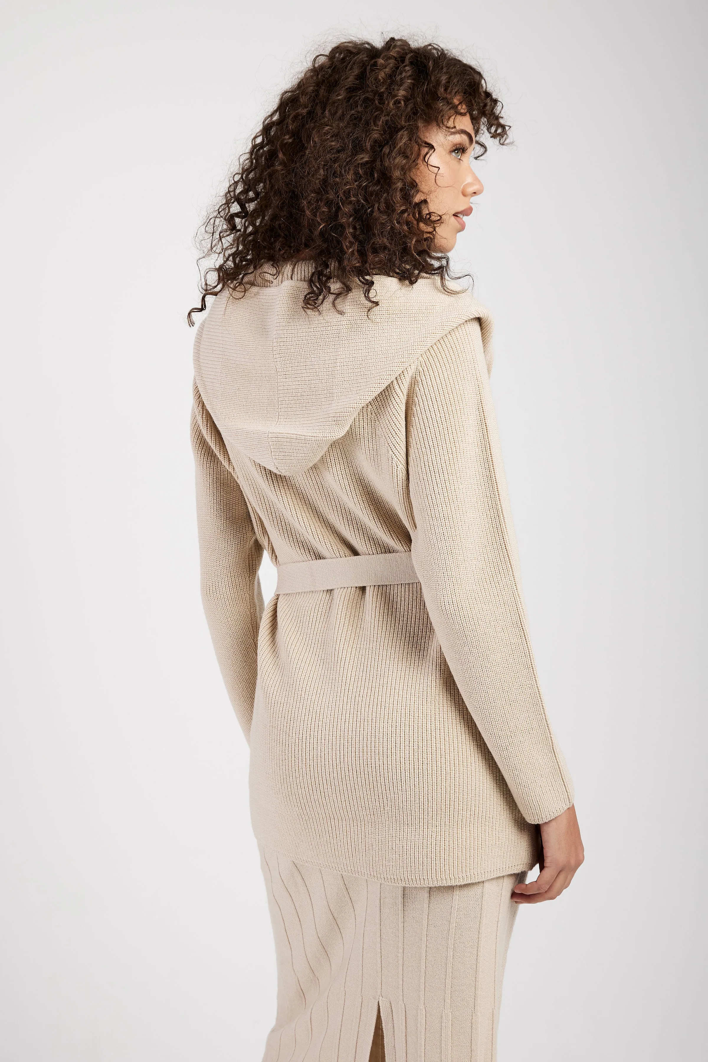 Nava Knitted Coat Jacket in Beige