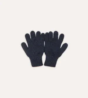 Navy Merino Wool Knitted Gloves