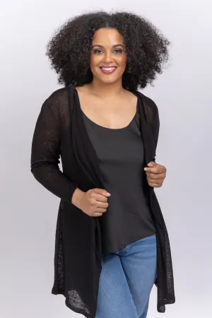 Nic Zoe Featherweight Drape Cardigan Black Onyx