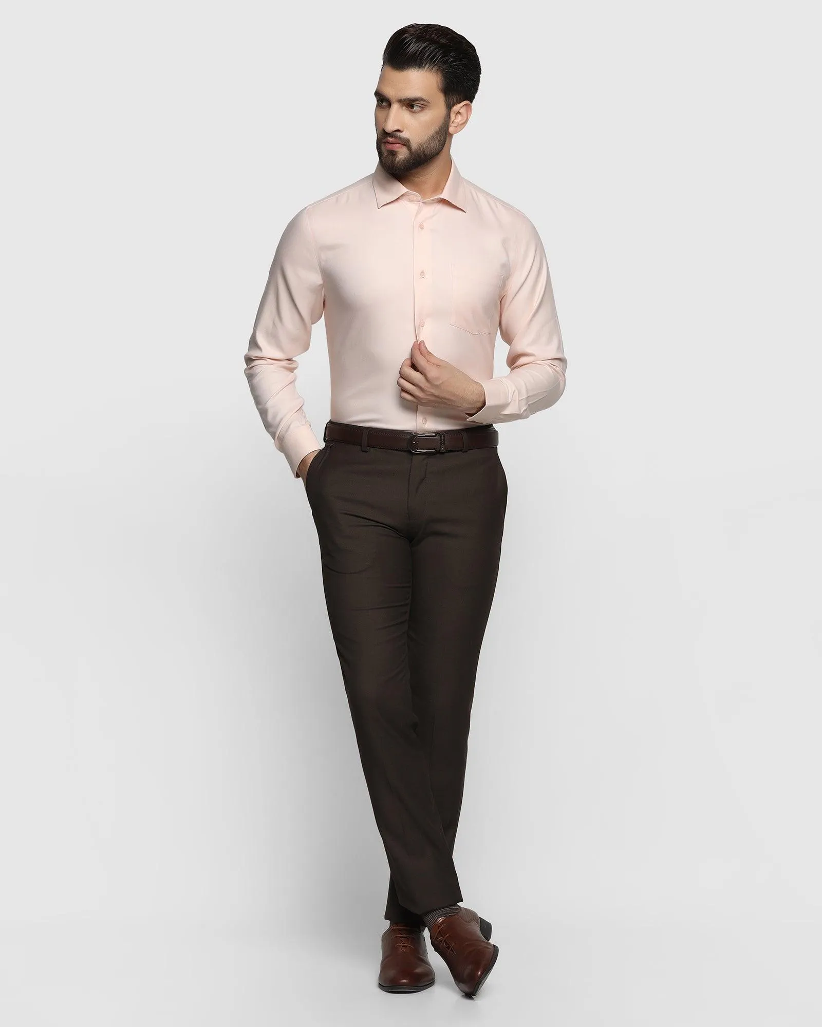 Non Iron Formal Peach Textured Shirt - Decade