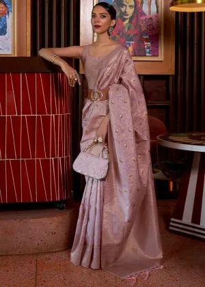 Opera Mauve Purple Woven Tussar Silk Saree