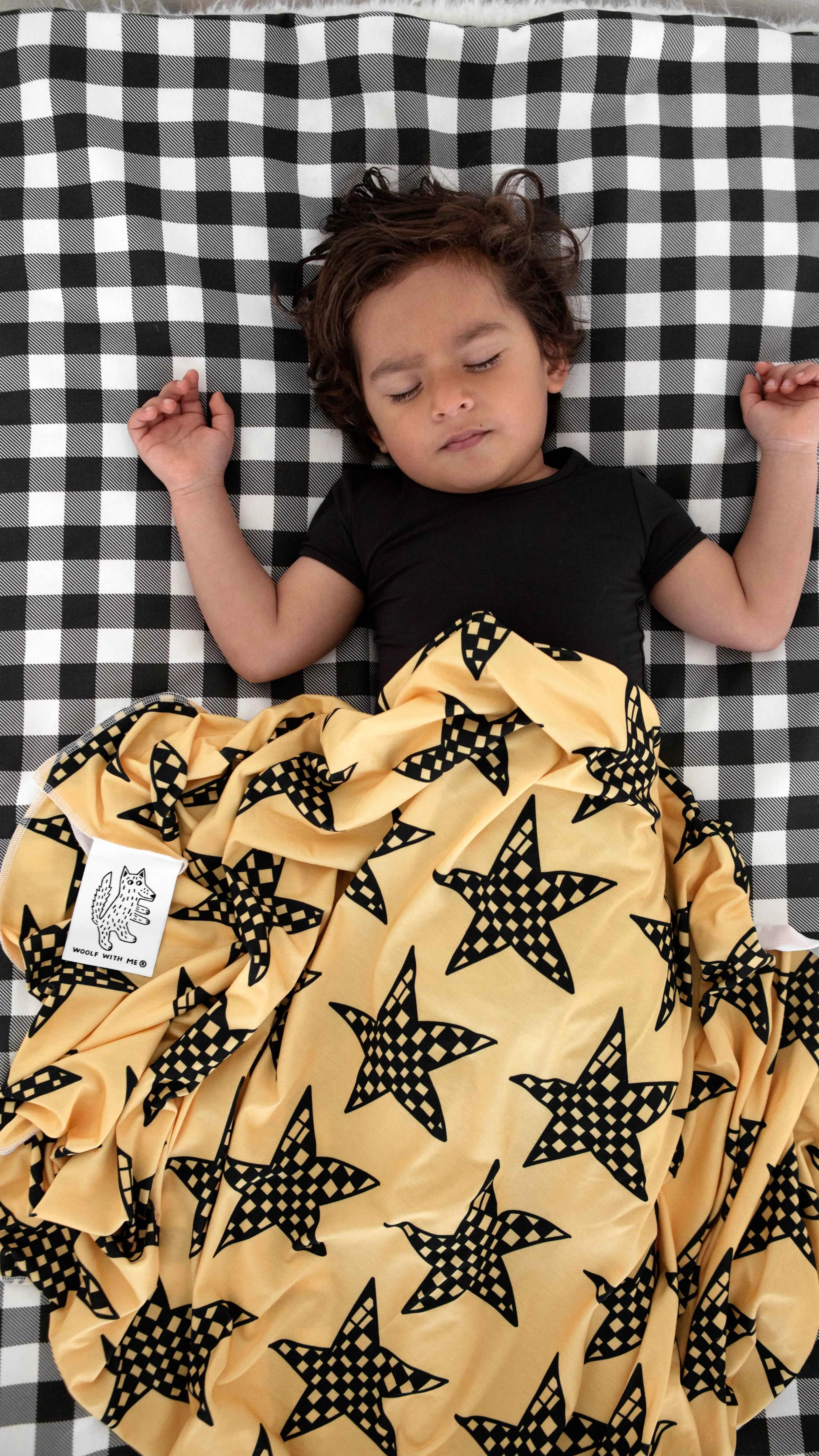 Organic Swaddle Blanket Checkered Stars