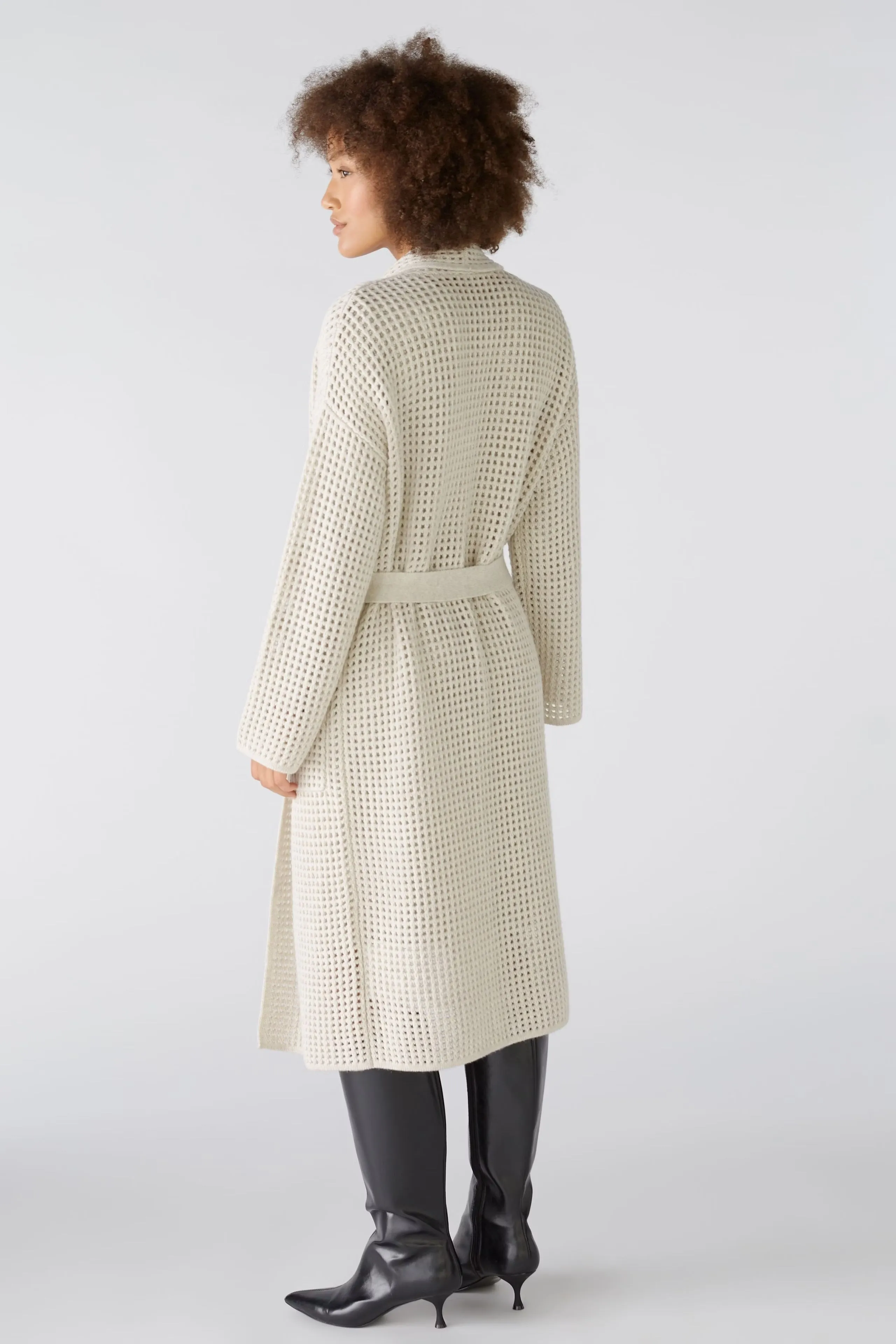 Oui Knitted Coat Off-white