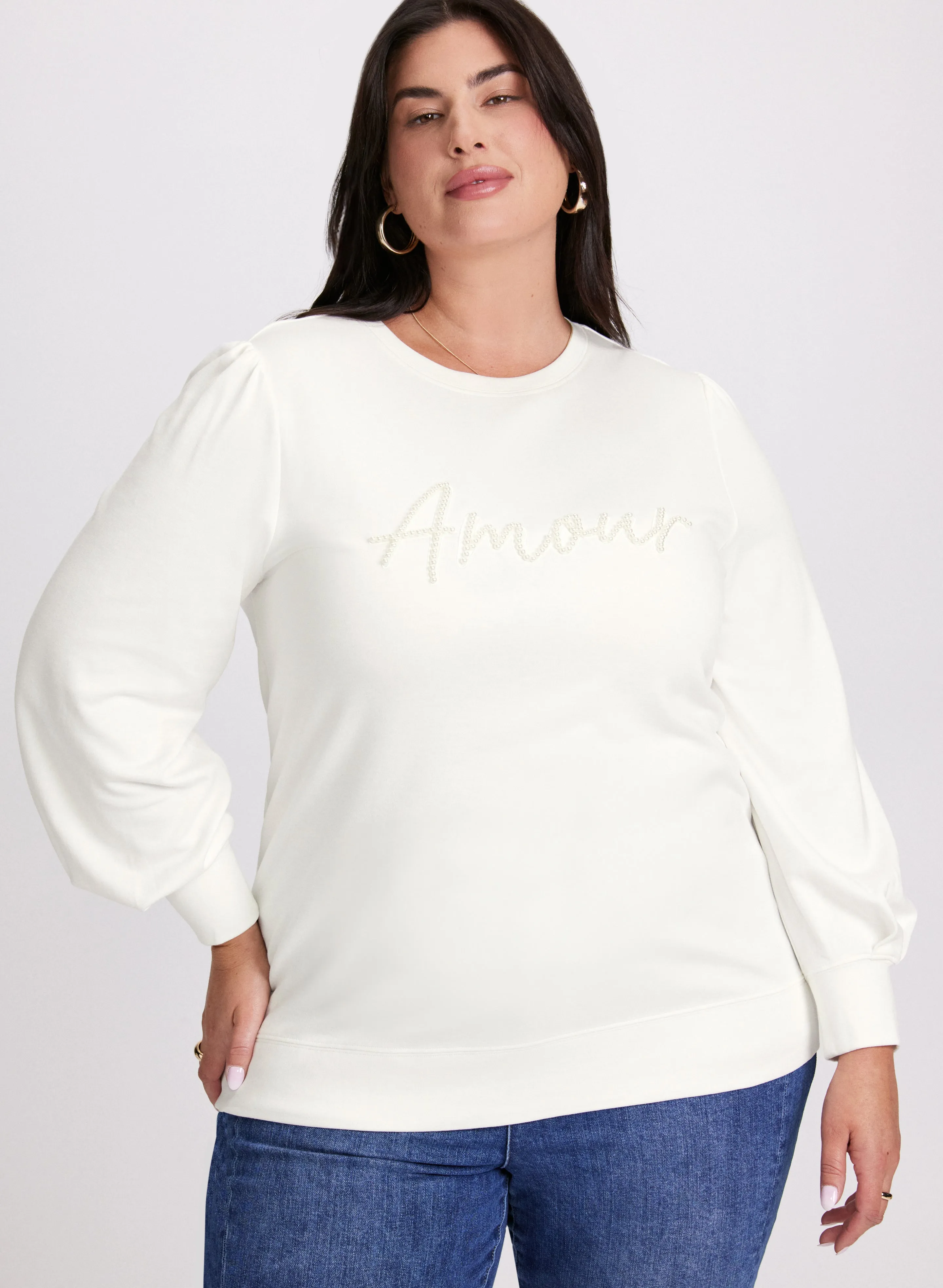 Pearl Detail Long Sleeve Pullover