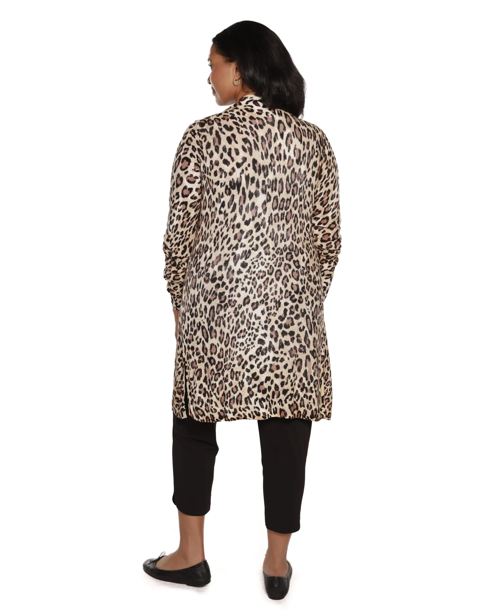 Plus Size Leopard Print Duster Cardigan | Flax Combo