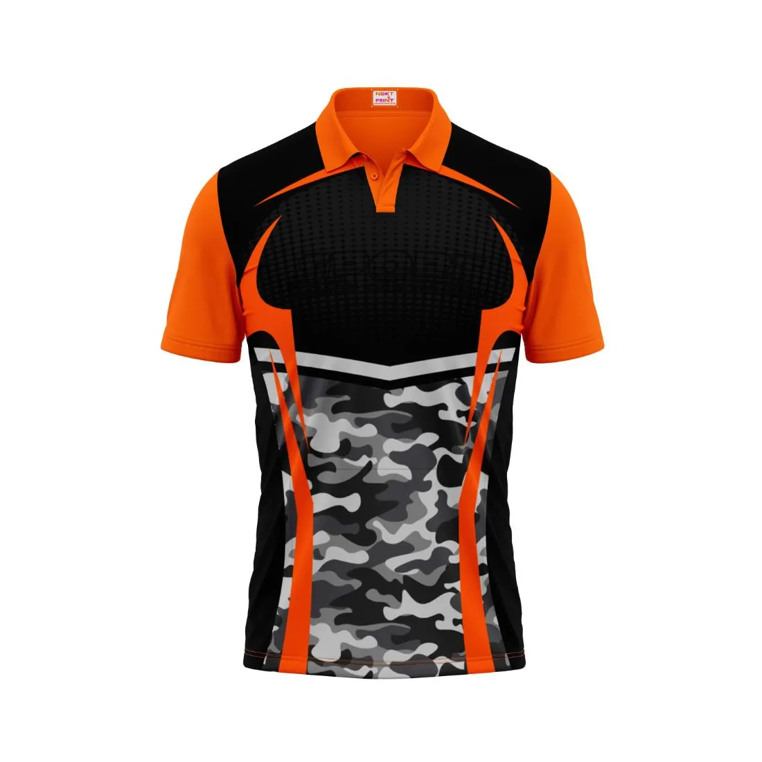 Polo Neck Printed Jersey Orange Design 24