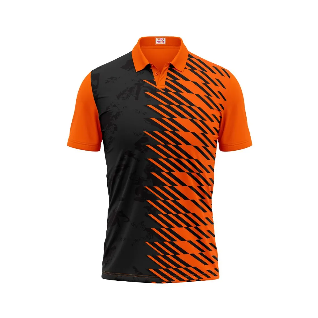 Polo Neck Printed Jersey Orange Design 36