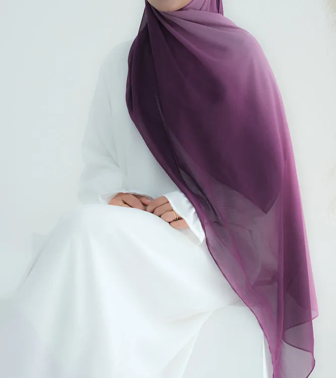 Purple Ombre scarf rectangular hijab in chiffon premium quality