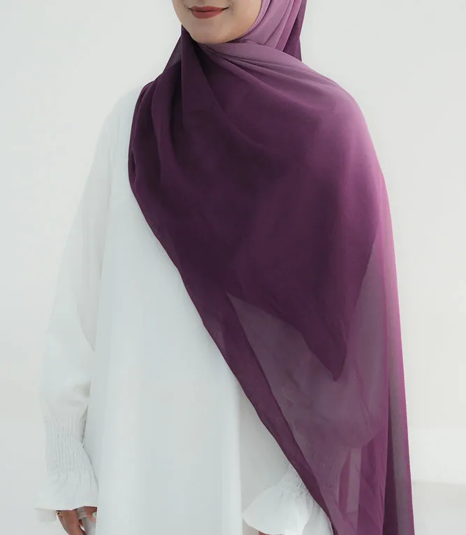 Purple Ombre scarf rectangular hijab in chiffon premium quality