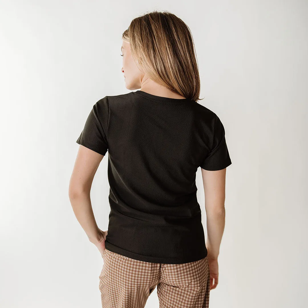 Ribbed Basic Tee, Black