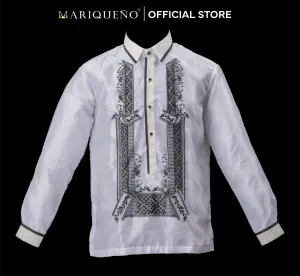 SANTIAGO Piña Organza Men's Barong in Black with Sport Collar - White Lining