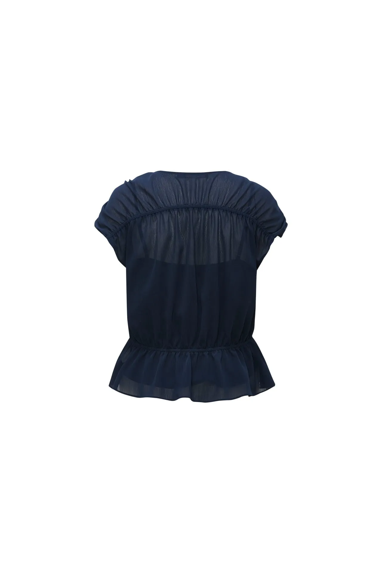 Sheer Crinkle Blouse with Elastic Waistband