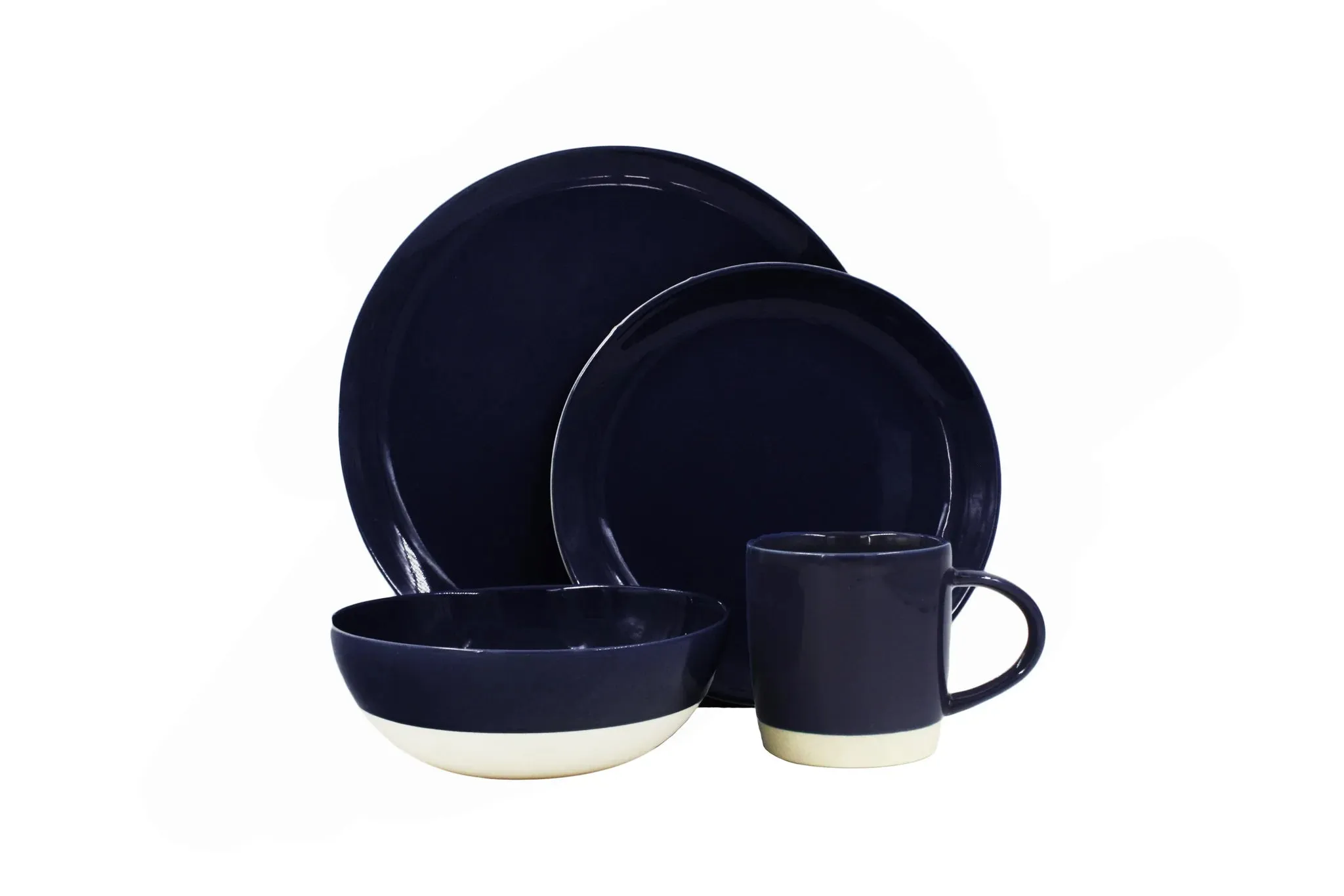 Shell Bisque Porcelain 4 Piece Dinnerware Set, Service For 1