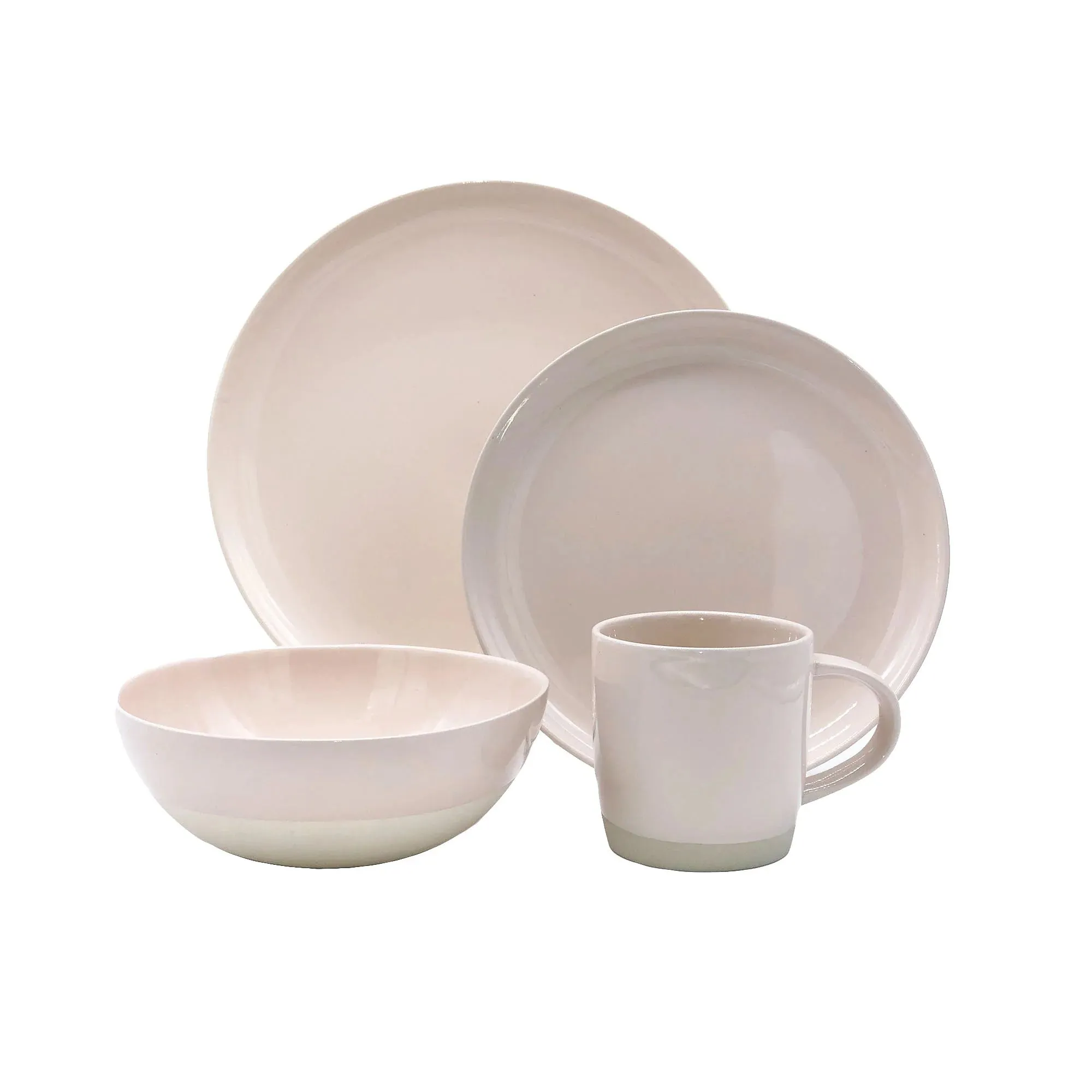 Shell Bisque Porcelain 4 Piece Dinnerware Set, Service For 1