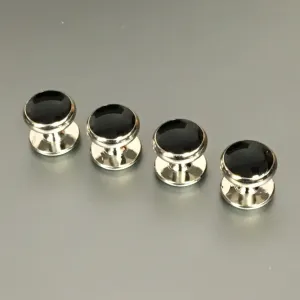 Shirt Studs - Round Steel with Jet