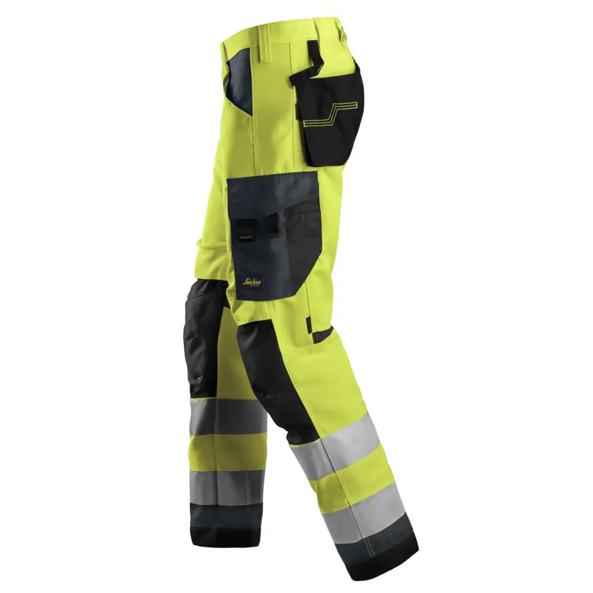 Snickers&#x20;6331&#x20;AllroundWork,&#x20;High-Vis&#x20;Work&#x20;Trousers&#x2B;,&#x20;Class&#x20;2&#x20;-&#x20;Yellow&#x2F;Steel&#x20;Grey