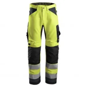 Snickers&#x20;6331&#x20;AllroundWork,&#x20;High-Vis&#x20;Work&#x20;Trousers&#x2B;,&#x20;Class&#x20;2&#x20;-&#x20;Yellow&#x2F;Steel&#x20;Grey