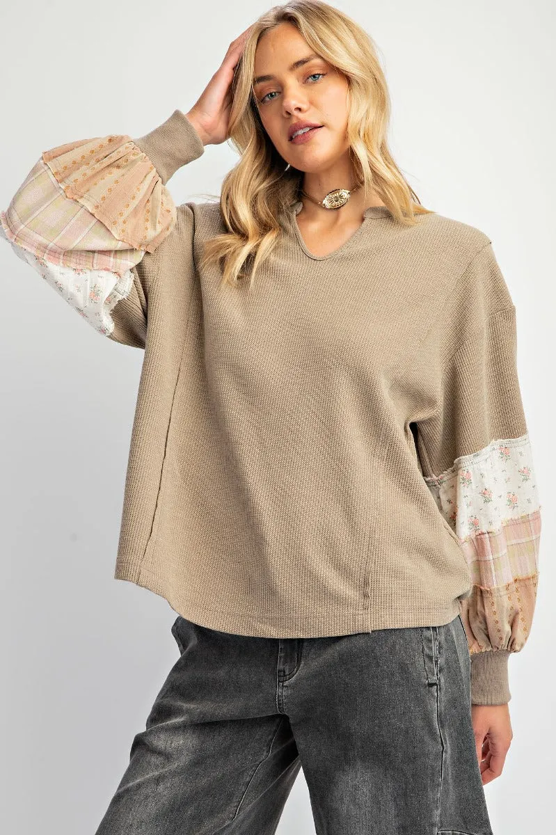 Thermal mineral washed knit pullover