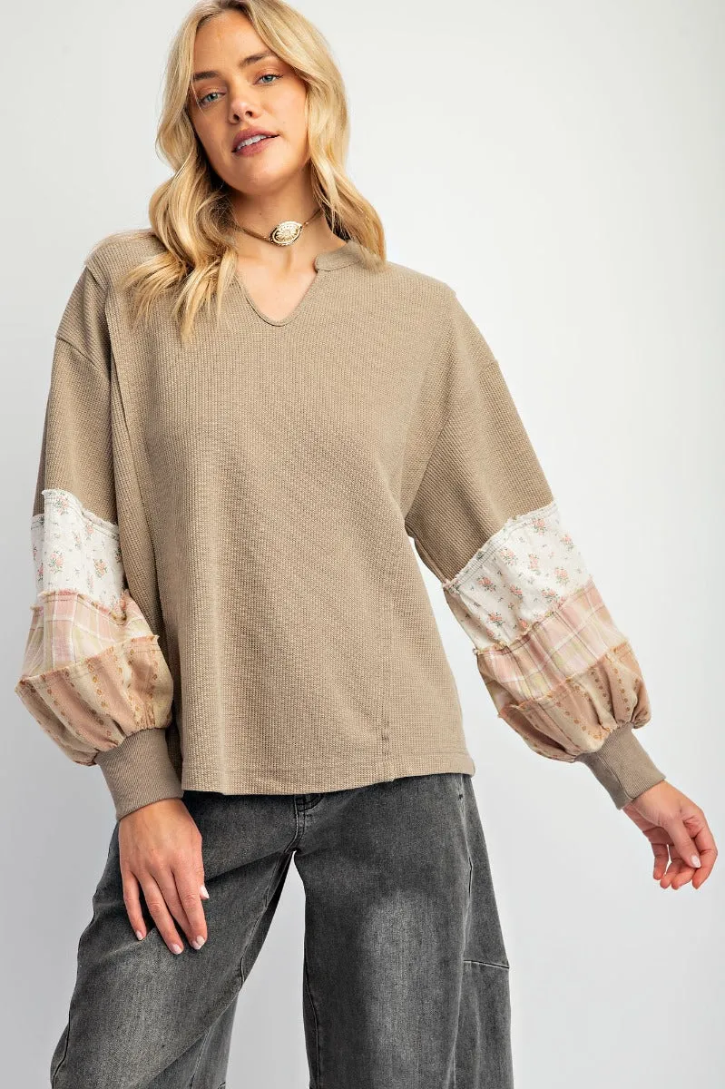 Thermal mineral washed knit pullover