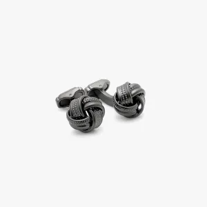 THOMPSON Satin Dot Knot cufflinks with gunmetal finish