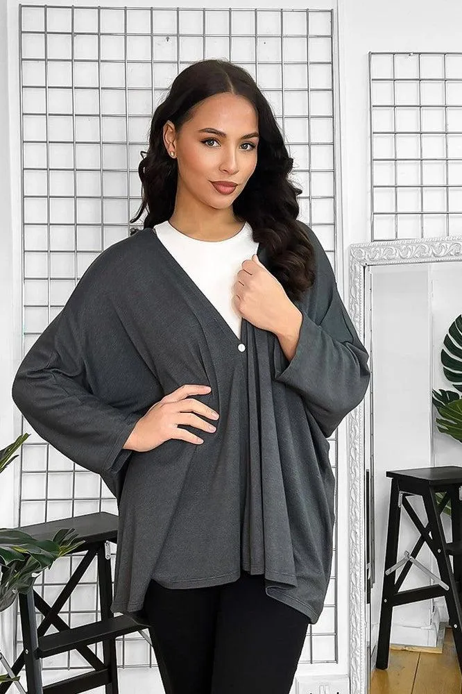 V-Neck Relaxed Fit Single Button Cardigan