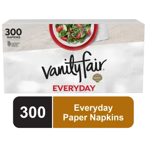 Vanity Fair Everyday Disposable Paper Napkins, White, 300 Count