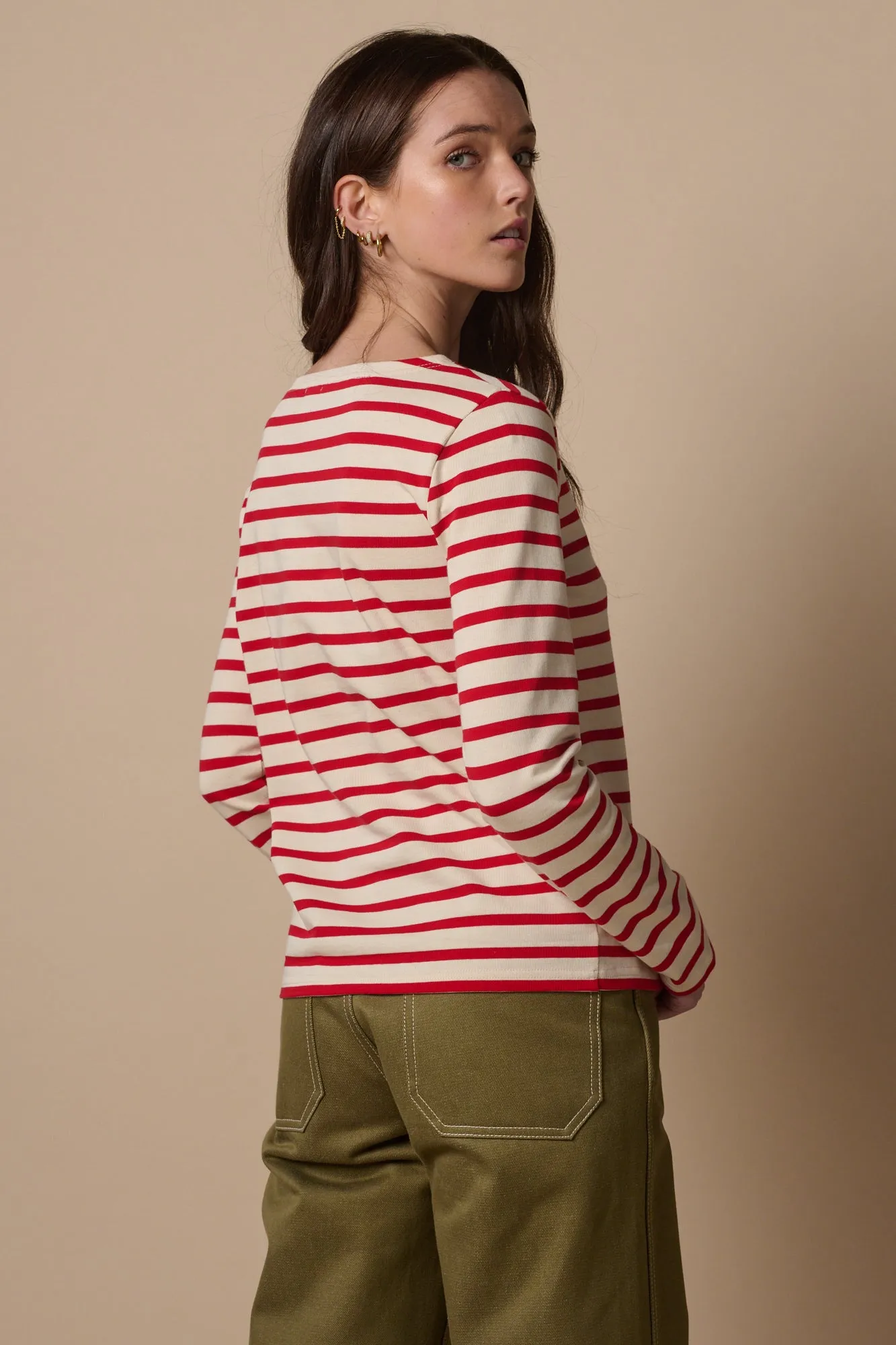 Women's Breton - Ecru/Flame Red