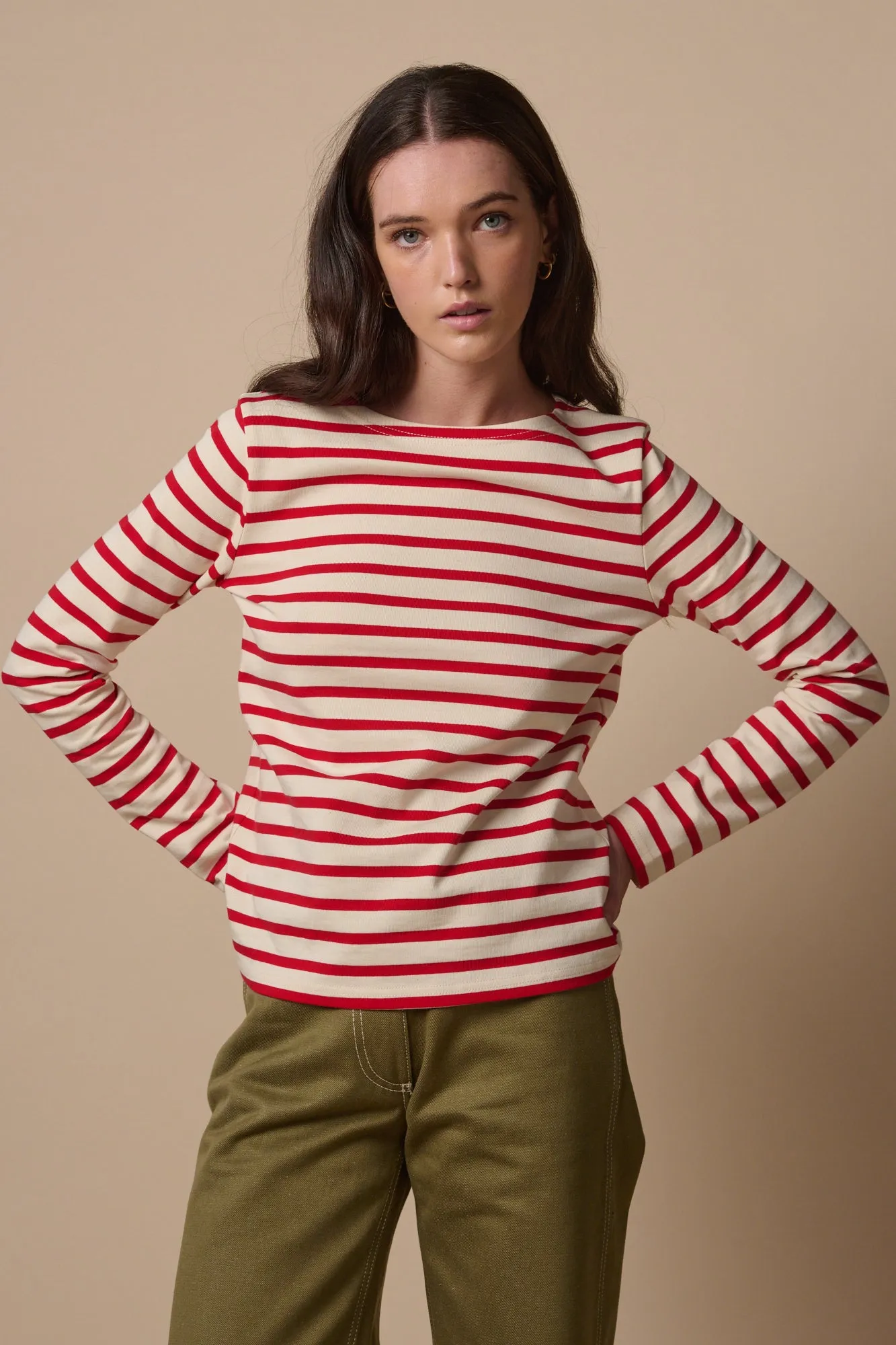 Women's Breton - Ecru/Flame Red