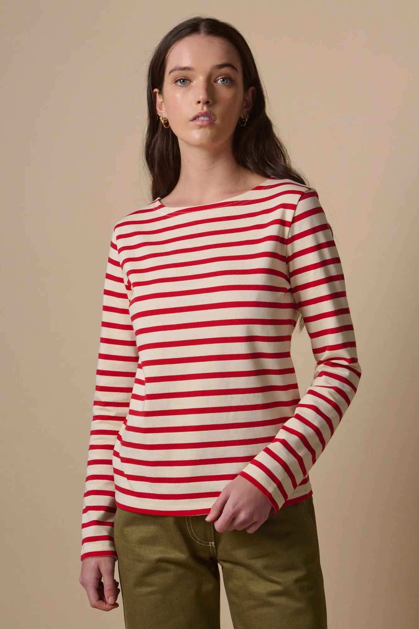 Women's Breton - Ecru/Flame Red