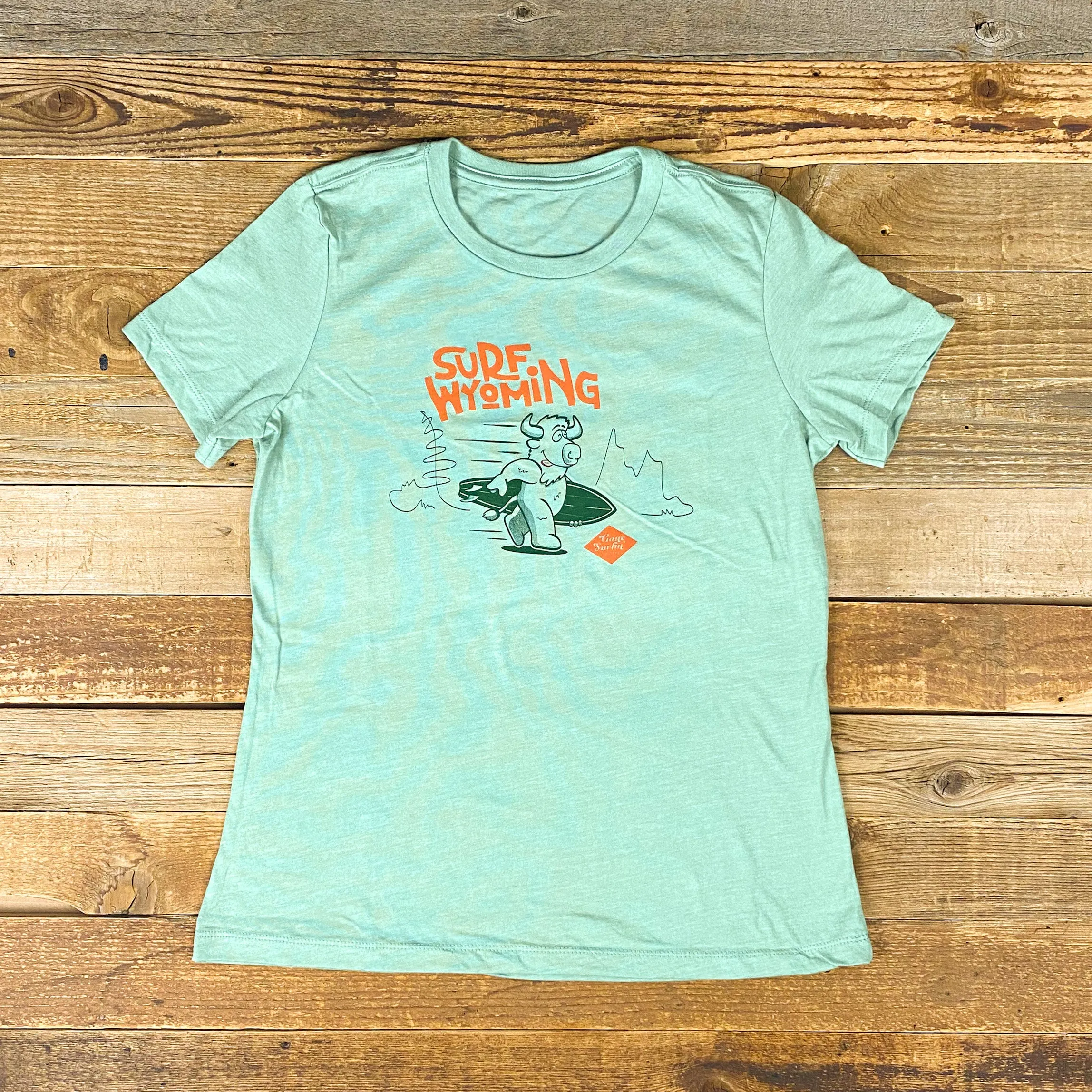 Women's Surf Wyoming® Bison O.G. Relaxed Fit Tee - Heather Sage