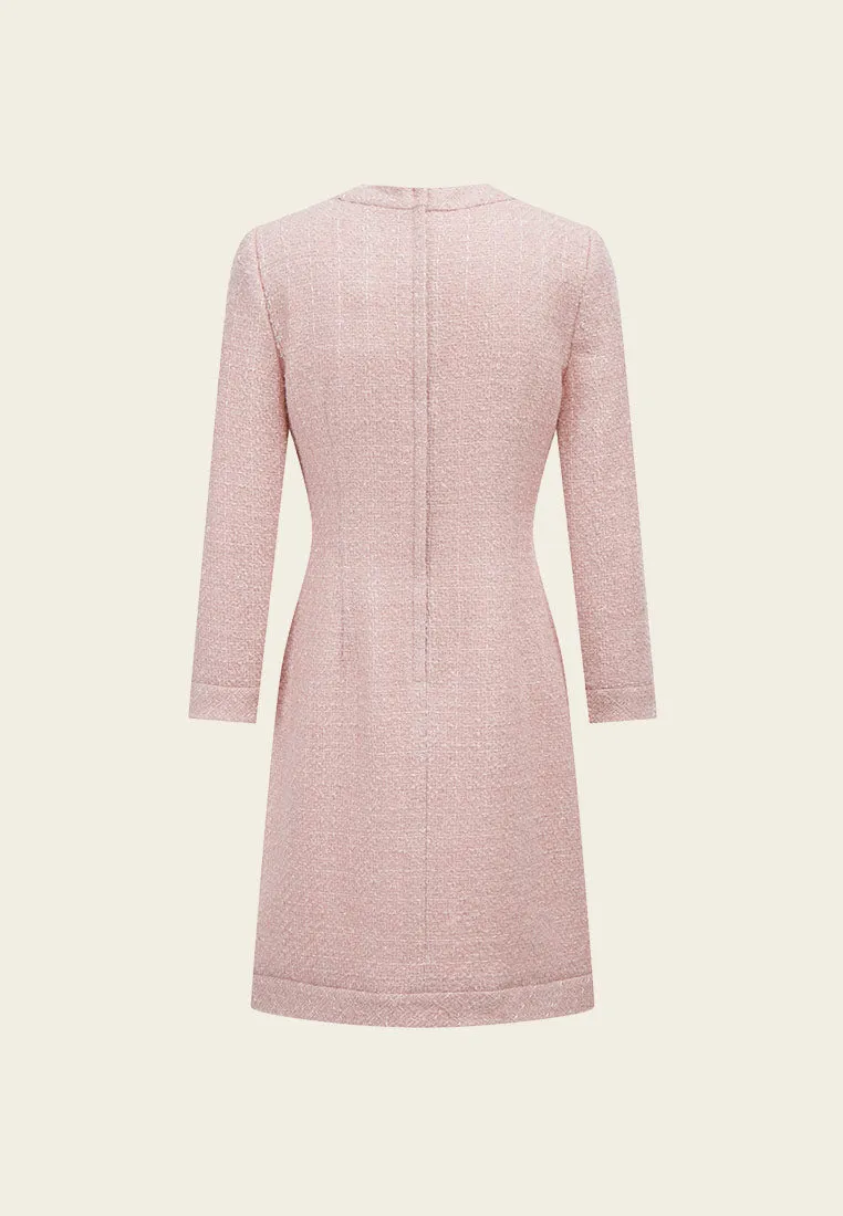 Wool Round Collar Tweed Dress