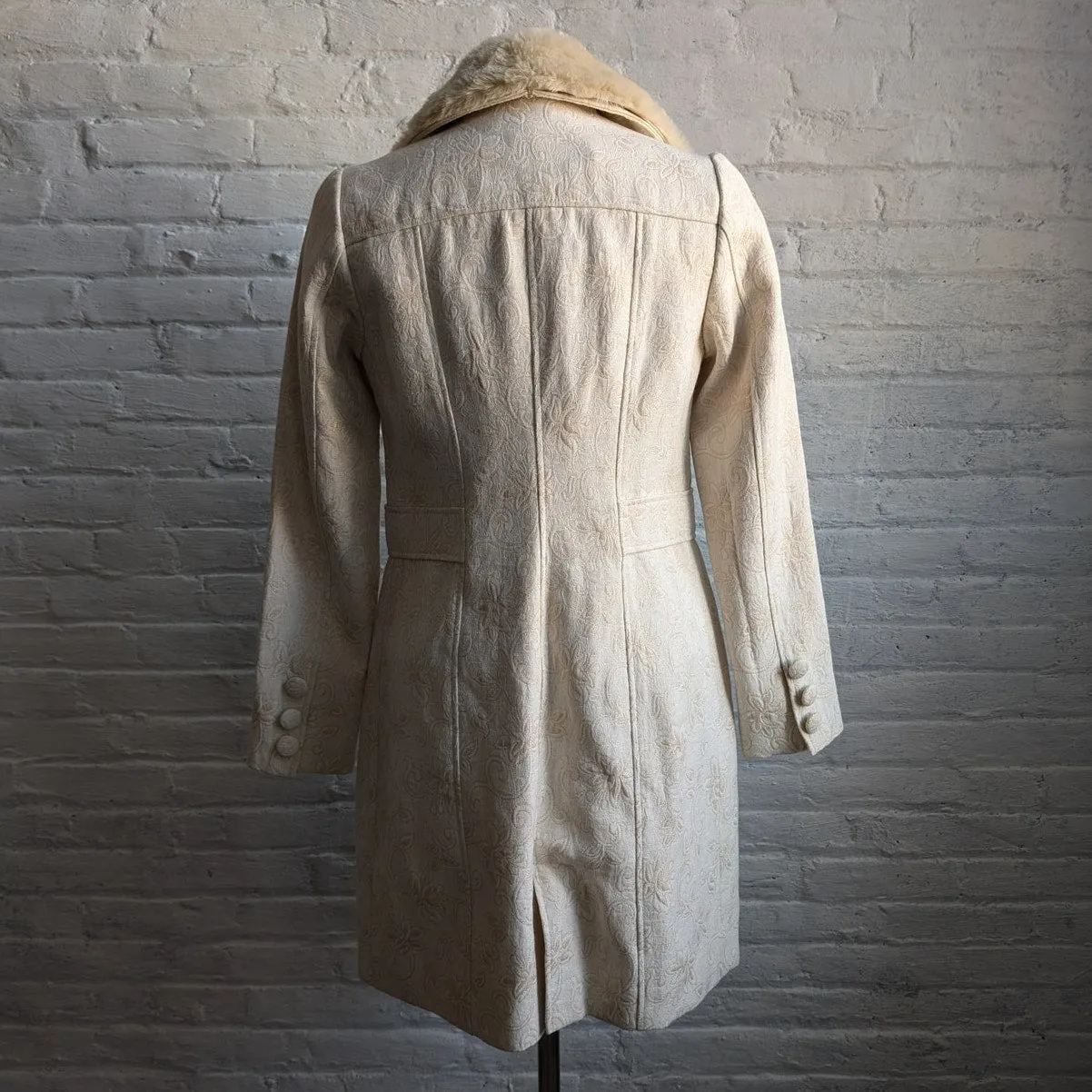 Y2K Vintage Penny Lane White Fur Duster Furry Boho Chic Trench Coat Fur Jacket